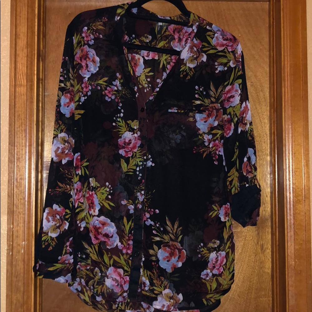 Sheer long sleeve blouse